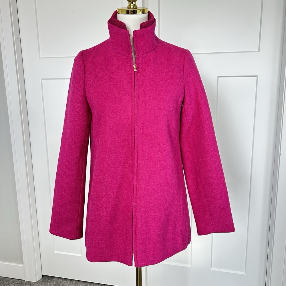 J.‎ Crew Village Coat -Women's 2 - Pink Wool Blend Lined Full Zip EUC